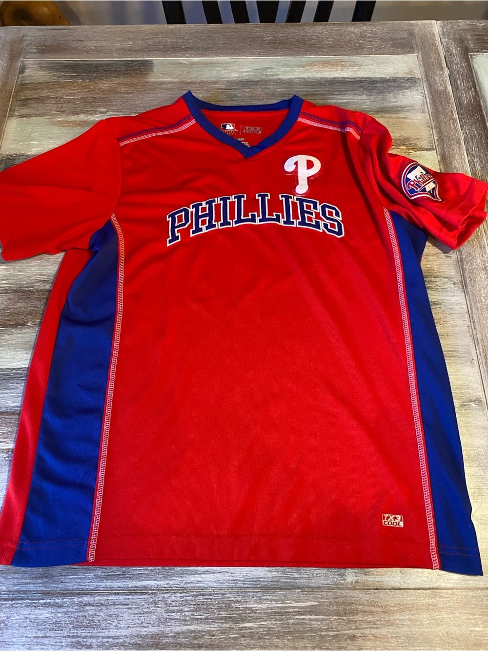 Philadelphia Phillies Men's T-Shirt TX3 Cool Large Short Sleeve Red MLB Baseball